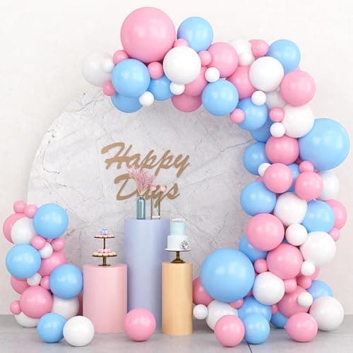 60 Stück Luftballons Blau Rosa Weiß, Helium Ballons Pastell Blau Rosa, Gender Reveal Latex Ballons, 12 Zoll Partyballon fur Hochzeit Geburtstag Geschlecht Offenbaren Jahrestag Babyparty Dusche - Farbe B8 thumbnail 4