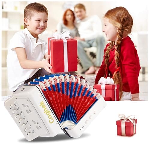 Coghek Kids Accordion For Kids 10-Key Mini Accordion Instrument Toy White | Portable children’s accordion musical instrument for beginners, educational music toy gift for creative music learning thumbnail 4