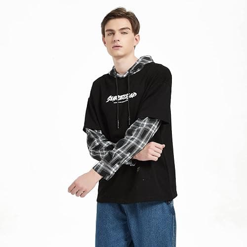 GURUNVANI Japan Style Patchwork Hoodies Men Characters Streetwear Hoodie Men Sweatshirt thumbnail 5