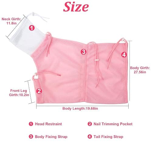Catcan Cat Bathing Bag, Breathable Cat Grooming Bag, Anti Scratch Adjustable Cats Shower Washing Bag with Mesh for Nail Trimming thumbnail 2