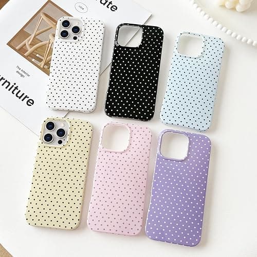 Yeddabox for iPhone 16 Pro Case Cute Polka Dot Phone Case Soft TPU Slim Shockproof Phone Cover for Women Girls, Black thumbnail 7