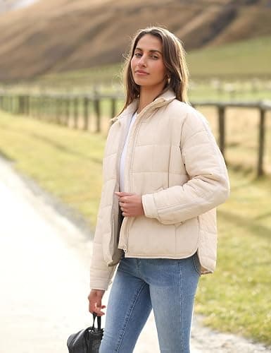 Bianstore Women's Oversized Splice Quilted Lightweight Puffer Jacket Casual Padded Coat thumbnail 3