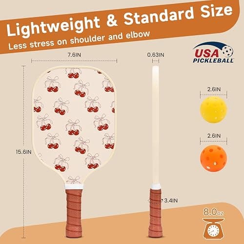 Pickleball Paddles, USAPA Approved Cute Pickleball Paddles Set of 2/4, Polypropylene Honeycomb Core, Fiberglass Pickleball Set with 2 or 4 Pickleball Rackets, 4 Balls, 1 Bag for Women thumbnail 3