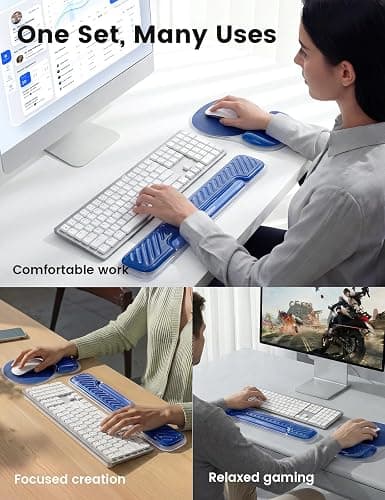 Vaydeer Ergonomic Gel Keyboard Wrist Rest and Mouse Pad with Wrist Rest Set | Cooling Gel Wrist Support for Comfortable Typing, Gaming and Remote Work with Non-slip Base for Stable Desk Use, Blue thumbnail 8