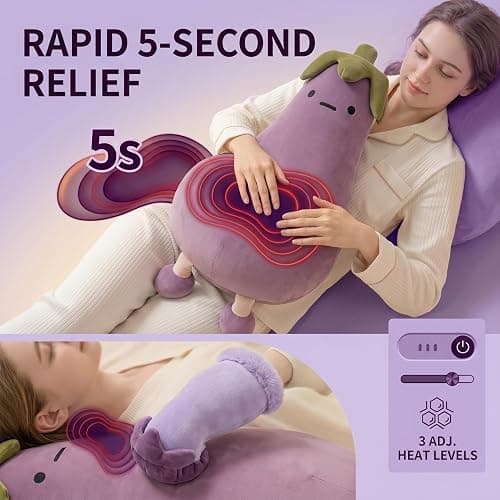 Mango King Plush Hugging Pillow, Smart Eggplant Mango Patting Pillows with Remote Control, Heating & Bluetooth Recording, Partner Plush Comfort Hug Pillow for Adults (Eggplant Tapping + Heating, S) thumbnail 4