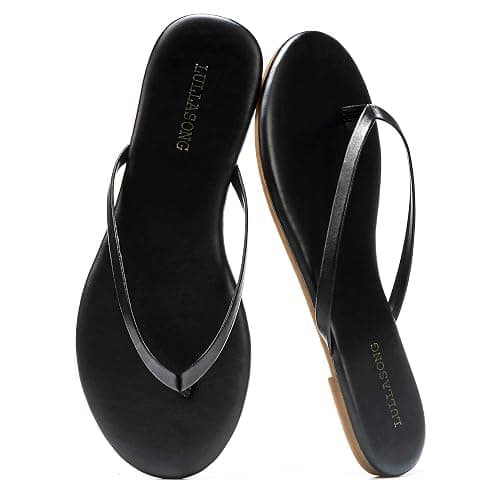 LULLASONG Flip Flops For Women Comfortable Round Toe Beach Sandals Thong Strap Slides Slip On Dressy Flats Sandals For Women - Image 1