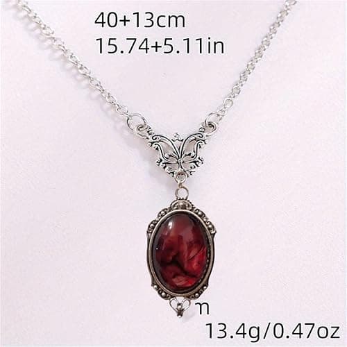 IS4U Gothic Vampire Necklace Vintage Stardust Crystal Cameo Pendant Necklace Punk Style Vampire Pendant Oval Necklace Satanic Demon Red Pendant Necklace Jewelry thumbnail 8