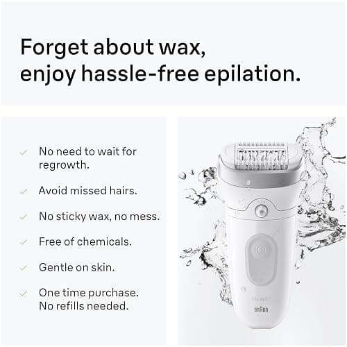 Braun Epilator Silk-épil 7, Hair Removal Device, Women Shaver & Trimmer, Wet and Dry, Wide Head, Includes Shaver Head and Trimmer Comb, SE7-041, Silver, Holiday Gifts for Women thumbnail 6