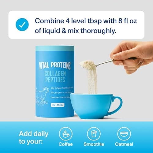 Vital Proteins Collagen Peptides Powder - Supports Hair, Nail, Skin, Bone & Joint Health, Unflavored, Collagen Protein 9.33 OZ thumbnail 8