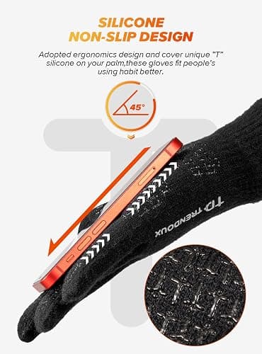 TRENDOUX Soft Warm Touch Screen Winter Thermal Gloves Men Women, Non-slip Grip, Elastic Cuff, Knit Stretchy Material thumbnail 5