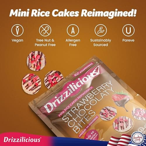 Drizzilicious Strawberry Chocolaty Bites, Mini Rice Cakes, 113g, Vegan, Gluten-Free thumbnail 2