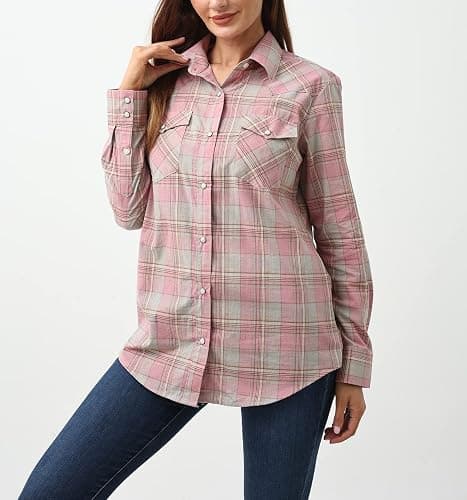 PASHARTUK Western Shirts for Women Cotton Long Sleeve Shirts for Women with Snap Buttons Plaid Shirts for Women thumbnail 3