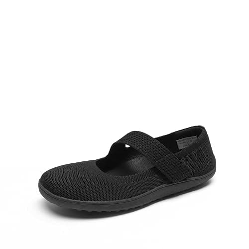 DREAM PAIRS Women's Mary Jane Wide Toe Ballet Flats | Stretchy knit barefoot, Breathable machine washable upper, Anti-slip flexible outsole, Adjustable elastic straps thumbnail 2