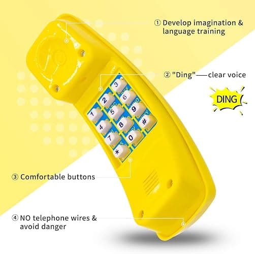 HAPPYPIE Toy Phone for Kids Swing Set Phone Pretend Phones and Learning Education Phones Plastic Telephone Creative Children Play Phone for Toddlers Baby Cell Phone Playhouse Phone (Yellow) thumbnail 4