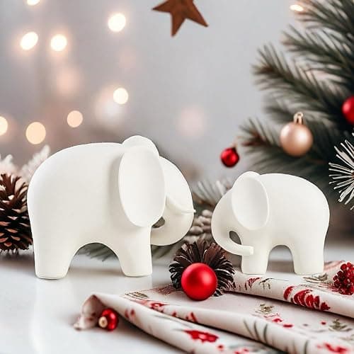 FUNSXBUG Abstract Elephant Statue Art Sculpture Figurine Collectible Gift Idea Home Decor Desktop Room Decoration Ceramics (Small) thumbnail 9