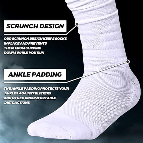 IRAMY Scrunch Football Socks Ultra Long 1 Pack/2 Packs Combed Cotton With Ankle Support Padded Knee High Socks Youth Adult thumbnail 3