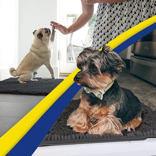 Muddy Mat® Original Dog Door Mat for Muddy Paws, Super Absorbent Microfiber, Non-Slip Washable Pet Rug, Quick Dry Chenille Entryway Carpet, Machine Washable Indoor Outdoor mat, Charcoal 19"x30" thumbnail 2