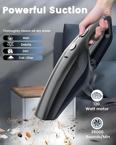 SERVOMASTER Handheld Vacuum Cordless, Car Vacuums Powerful with Rechargeable Battery, Portable Hand Held Vacuum Cordless with Washable HEPA Filter, Mini Vacuums Kit for Men and Women thumbnail 2