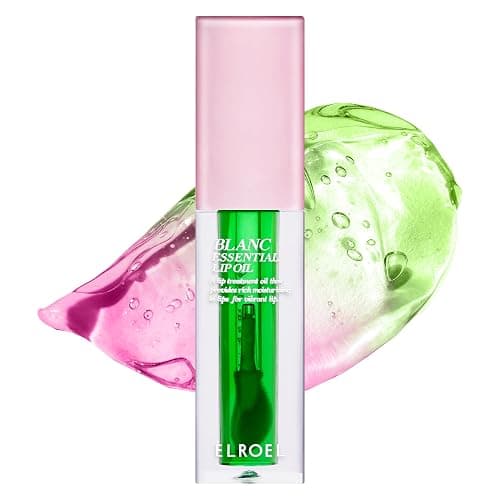 ELROEL Blanc Essential Lip Oil - 50HR Moisturizing, Hydrating & Color Changing Korean Tinted Lip Oil Gloss Makeup with 6 Plant Extracts - Lightweight, Non-Sticky Finish 0.15 fl oz (#04 Green Apple) - Image 1