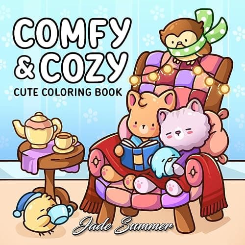 Comfy & Cozy: Coloring Book for Adults and Teens with Cozy Scenes and Cute Animal Characters for Relaxation - Image 1