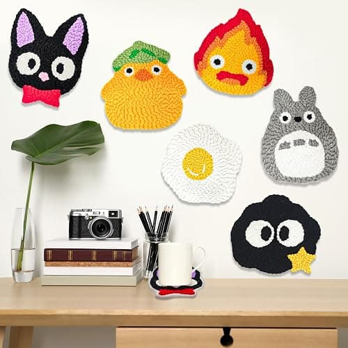 PUNICA Punch Needle Kit for Beginners, Kids & Adults Coaster Set of 6, Easy DIY Embroidery Set Starter Craft Gift with Cute Cartoon Decoration thumbnail 5