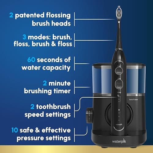 Waterpik Sonic-Fusion 2.0 Professional Flossing Electric Toothbrush with Water Flosser Combo In One, Black SF-04, Packaging May Vary thumbnail 2
