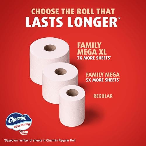 Charmin Ultra Strong Clean Touch Toilet Paper, 24 Family Mega Rolls = 120 Regular Rolls thumbnail 7