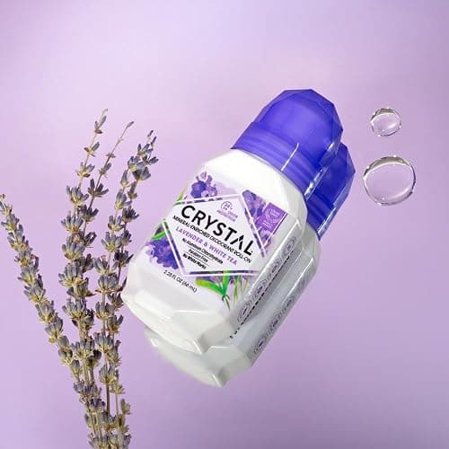 Crystal Mineral Deodorant Roll-On, Lavender & White Tea, Purple, 2.25 Fl Oz thumbnail 5