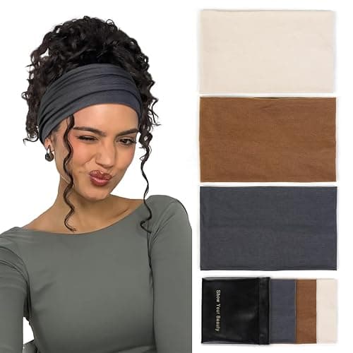 Huachi Wide Women's Headbands - Non-Slip Thick Fashion Boho Elastic Hair Bands for Workout, Running, and Working - Image 1