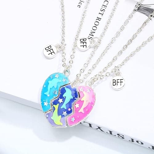DOYYCA Friendship Necklace Best Friend Necklace for 3 Girls Magnetic Matching Heart Pendant BFF Necklaces for Sister thumbnail 4