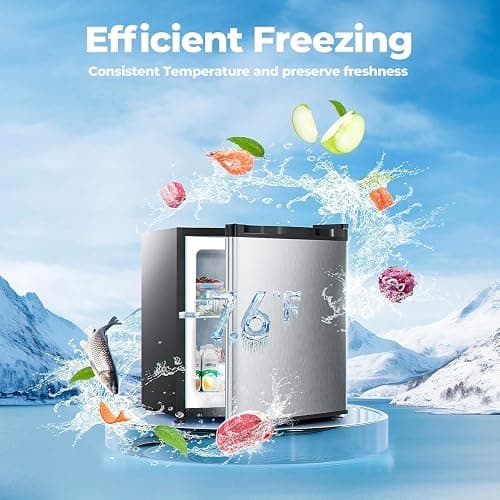 Electactic 1.1 Cu.ft Upright Freezer, Small Mini Freezer with Adjustable Thermostat, Removable Shelves, Reversible Single Door, for Bedroom/Home/Dorms/Apartment, Silver thumbnail 2