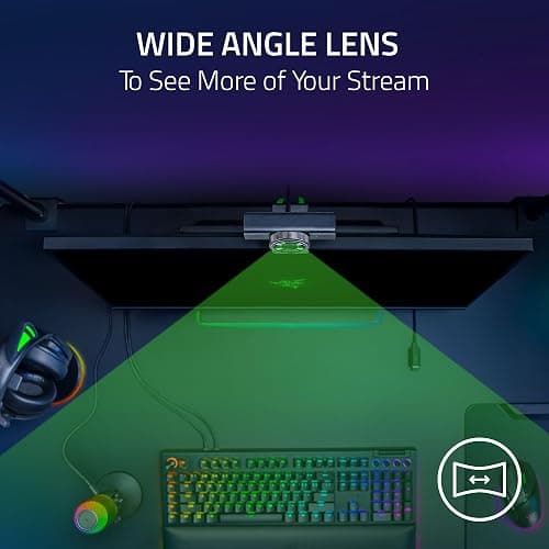 Razer Kiyo V2 X Streaming Webcam: Full HD 60 FPS - Auto Focus - Built-in Microphone - Wide Angle Lense - Integrated Privacy Shutter - Works with OBS, Xsplit, Streamlabs, Discord, Zoom, Teams - Black thumbnail 5
