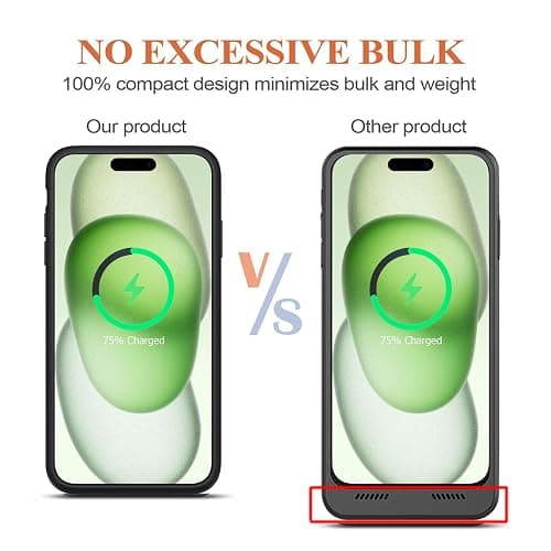 Battery Case for iPhone 15, Upgraded 10000mAh Portable Protective Charging Case with Wireless Charging Compatible with iPhone 15 (6.1 inch) Rechargeable Battery Pack Charger Cover with Carplay (Black) thumbnail 6
