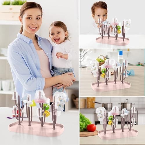 Vicloon Estante de Secado de Botellas,Escurridor de Biberones,Soporte para Secar Biberones,Fácil Montaje y Desmontaje para bebés y niños(Rosa) thumbnail 7