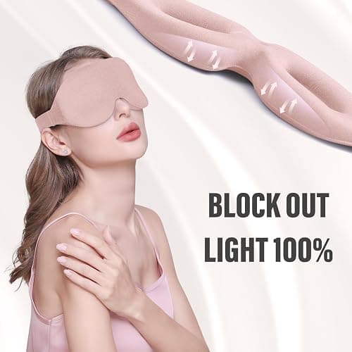 YIVIEW Sleep Mask for Side Sleeper, Complete Light Blocking 3D Pink Sleeping Eye Mask, Soft Breathable Eye Cover for Women Men, Relaxing Zero Pressure Night Blindfold thumbnail 3