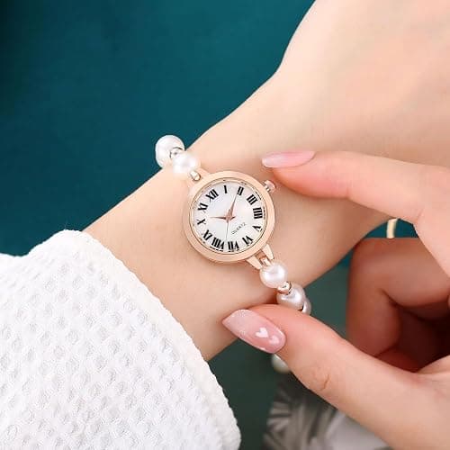 ADSBIAOYE Women's Fashion Simple Floral Bracelet Watch Diamond Quartz Light Luxury Watch thumbnail 2