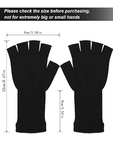 Pangda Knit Fingerless Gloves for Women Men Winter Wrist Half Finger Stretchy Gloves Lengthen 3.54 Inches Wrist Mittens thumbnail 2