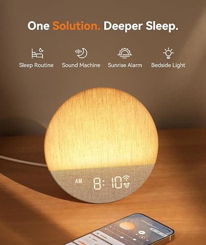 Dreamegg Sunrise 1+ Sound Machine, Sunrise Alarm Clock, Night Light, APP Control, Sleep Routines, Favorites Mode, 34 Soothing Sounds, White Noise Sound Machine, Wake Up Light for Bedrooms, Adults thumbnail 2
