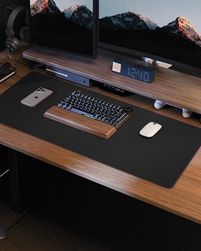 Leather Desk Pad Protector, Mouse Pad, Office Desk Mat, Non-Slip PU Leather Desk Blotter, Laptop Desk Pad, Waterproof Desk Writing Pad for Office and Home (Black, 31.5" x 15.7") thumbnail 2