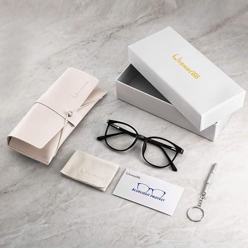 FONHCOO Blue Light Blocking Glasses Fashion Round TR90 Frame Transparent Eyewear Anti UV Computer Glasses for Women Men thumbnail 7