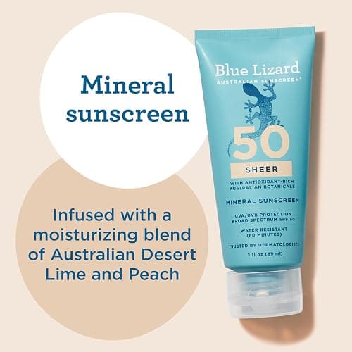 Blue Lizard Sheer Mineral SPF 50 Sunscreen Lotion, Zinc Oxide, 100% Mineral Formula, Nourishes with Australian Desert Lime and Peach, Paraben-Free, Fragrance-Free, 3 fl oz thumbnail 4