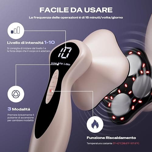 Massaggiatore Anticellulite Professionale, 3 in 1 Massaggiatore Anticellulite Elettrico Unisex per Vita, Pancia, Braccia, Glutei e Gambe (Oro Rosa) thumbnail 3