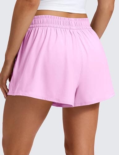 CRZ YOGA Drapey Flowy Athletic Shorts for Women 2.5" - Relaxed Fit High Waisted Tennis Workout Running thumbnail 2