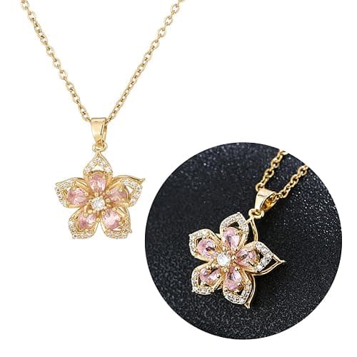 YZYDF Rotating Bauhinia Zircon Flower Pendant Collarbone Chain Temperament Simple Neck Chain Adjustable Copper Chain Necklace thumbnail 2