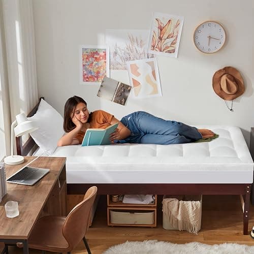 ELEMUSE 3 Inch Cooling Memory Foam Mattress Topper Twin XL, College Dorm Room Essentials, 2 Inch Pressure-Relief Memory Foam and 1 Inch Thick Soft Viscose Made from Bamboo Pillow Top for Hot Sleepers thumbnail 9