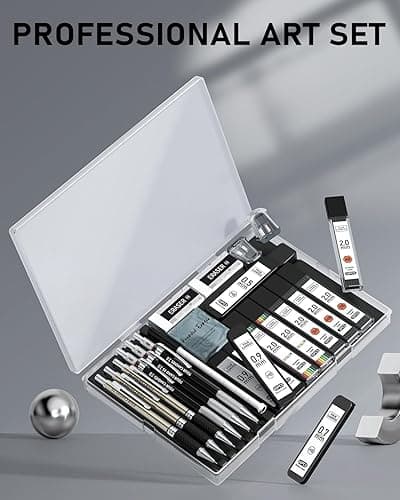 Four Candies 25PCS Art Mechanical Pencil Set with Case, 3PCS Metal Lead Pencil 0.5, 0.7, 0.9 mm & 3PCS 2mm Holder (HB 2H 2B 4B Color) with 432PCS HB Leads Christmas Gifts for Teen Artist Drawing thumbnail 9