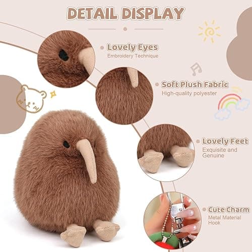 ABEARCAR Kiwi Plush Bird Stuffed Animal Little Kiwi Stuffed Plush Toy - Realistic 4.5 inch Kiwi Plushie Christmas Birthday Valentine's Day Gift for Kids Girlfrends thumbnail 6