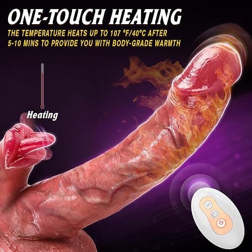 Realistic Thrusting Dildo Licking Vibrator, Sex Toys Silicone Dildos Vibrators with 9 Vibrating 9 Thrusting & Heating Licking Modes for Anal G-spot Stimulation, Remote Control Adult Toys for Women Men thumbnail 4