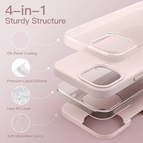 JETech Coque Silicone pour iPhone 15 Pro 6,1 Pouces, Protection Complète du Corps au Toucher Soyeux, Étui Housse Anti-Chocs (Rose Pâle) thumbnail 3