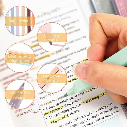 LWMTT Textmarker Pastell 12 Stück, Highlighter Pen Marker Pastell Assorted Farben, Aesthetic Textmarker Set, perfekt zum Hervorheben von Tagebuch oder Notizbuch in Schule thumbnail 5